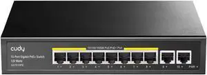 Cudy 8 Port Gigabit PoE Switch, 120 Watts PoE Budget, 8 10/100/1000Mbps PoE+ Ports, 2 Gigabit Uplink Ports , 802.3at, 802.3af, 1/2 (+), 3/6 (-), Fanless, Plug and Play, GS1010PE Cudy 8 Port Gigabit PoE Switch, 120 Watts PoE Budget, 8 10/100/1000Mbps PoE+ Ports, 2 Gigabit Uplink Ports , 802.3at, 802.3af, 1/2 (+), 3/6 (-), Fanless, Plug and Play, GS1010PE