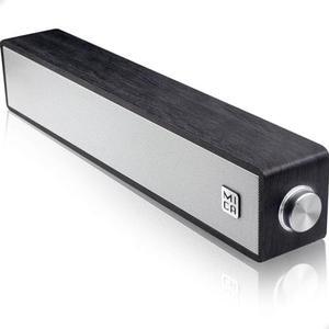 MICA Computer Speakers, Wired Computer Sound Bar, Wooden Mini Soundbar, USB Powered PC Speakers 3.5mm AUX & PC Input (Upgrade), Black (M30i)