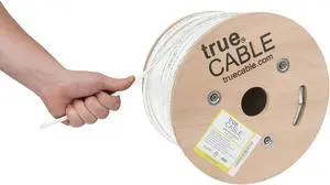 trueCABLE Cat6 Direct Burial, 500ft, Waterproof, Outdoor Rated CMX, White, 23AWG Solid Bare Copper, 550MHz, PoE++ (4PPoE), ETL Listed, Unshielded UTP, Bulk Ethernet Cable