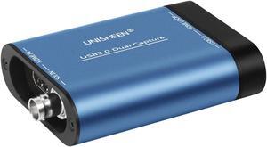 UNISHEEN USB 3.0 HDMI SDI Dual Input Capture Card, Video Broadcast Game Live Stream, HDMI to USB 3.0 HD 1080P Live Streaming Video Grabber Converter