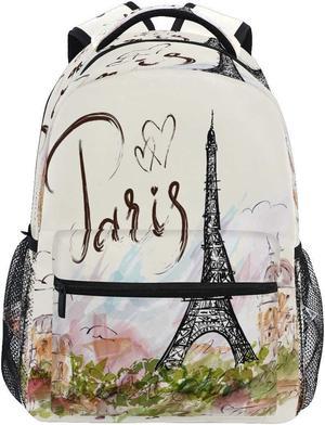 UOYO Backpacks France Paris Eiffel Tower House School Bag Student Bookbag Adjustable Shoulder Bags Laptop Rucksack Travel Hiking Camping Daypack for Teens Girls Boys Women Men