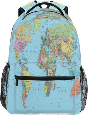 UOYO Backpacks Globe World Map School Bag Student Bookbag Adjustable Shoulder Bags Laptop Rucksack Travel Hiking Camping Daypack for Teens Girls Boys Women Men