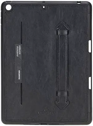 Venito Lecce Leather Wallet Case Compatible with iPad 10.2-2019 - Flex Handle Tablet Wallet (Rustic Black)
