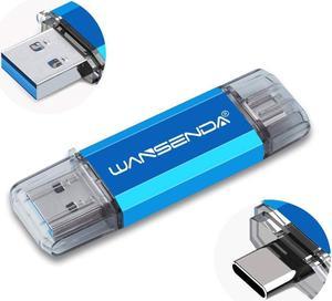 WANSENDA 256GB OTG Type C USB C Flash Drive 2 in 1 USB 3.1/3.0 Pen Drive Keychain USB Thumb Drive for Android Devices/PC/Mac (256GB, Blue)