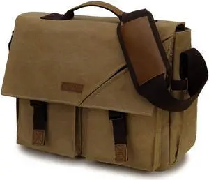 Messenger Bag for Men,VONXURY Water Resistant Vintage Canvas Satchel 14 Inch Laptop Briefcase Shoulder Bookbag for Work