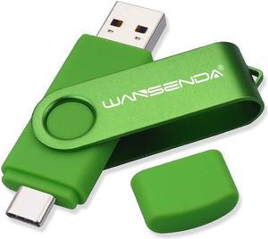 WANSENDA 256GB OTG USB C Type C Flash Drive High Speed 2 in 1 Thumb Drive, USB 3.0/3.1 Memory Stick for Android Devices/PC/Tablet/Mac/Samsung Galaxy/LG Phone (256GB, Green)