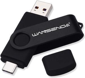 WANSENDA OTG USB C Type C Flash Drive 2 in 1 USB 3.0/3.1 Computer Backup Stick (256GB, Black)