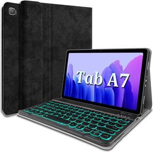 Wineecy Backlit Keyboard Case for Samsung Galaxy Tab A7 10.4" 2020, 7 Colors Backlight Magnetically Detachable Wireless Keyboard & PU Folio Stand Cover Case for SM-T500, SM-T505, SM-T507 (Black)