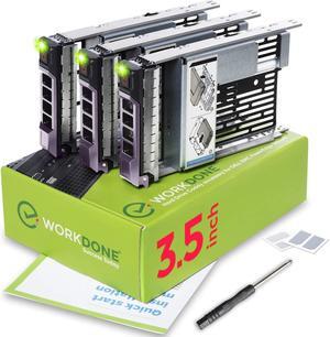 WORKDONE 3-Pack - 3.5 inch Hard Drive Caddy with 2.5 inch HDD Adapter - Compatible for Dell PowerEdge Selected 13th-11th Gen. Servers - Setup Manual - Sled Front Sticker Labels - Screwdriver