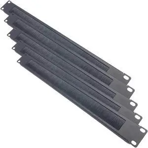 QiaoYoubang 5 Pack 1U Brush Cable Manager Horizontal Rack Mount Cable Management Strip Panel for 19-inch Server Rack or Network Cabinet