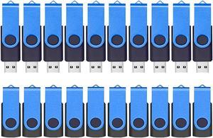 2GB 20 Pack Flash Drives Bulk, ABLAZE USB 2.0 Thumb Drives Bulk with Lanyards Swivel Memory Stick Bulk Flash Drives 20 Pack 2GB Pendrive Jump Drive USB 20 Pack (2GB 20 Pack, Blue)