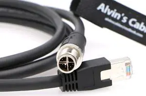 Alvin's Cables Ethernet Cable in-Sight 8200 and 8400 Series CCB-84901-2001-02 M12 X-Coded to RJ45 Industrial Camera Shielded Cord IP67 Waterproof 6.5ft/2M
