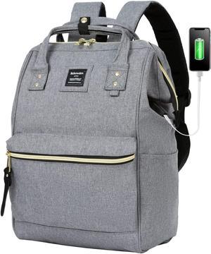 Bebowden Laptop Backpack for Women Men college Business Travel Work Bag With USB Charging Port Fits 14 Inch Laptop Gray