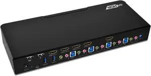 gofanco Prophecy HDMI 2.0a KVM Switch 4 Port  4K @60Hz 4:4:4, HDR, 18Gbps, 3D, HDCP 2.2/1.4 - USB Keyboard/Mouse Plus USB 3.0 Hub, Audio in and Out, Hotkeys - KVM Switch 4 Computers (PRO-KVMaud4Pv2)