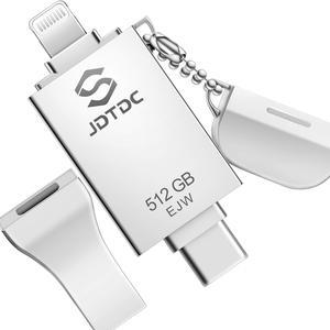 512GB Apple MFi Certified iPhone-Photo-Stick, 3 in 1 USB3.0 iOS-Flash-Drive, Photo-Stick-for-iPhone, iPhoto Memory-Stick Thumb Drives for iPhone Backup Memory Stick for iPhone, iPad, Type-C Phone, PC