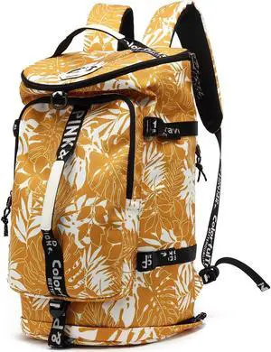 Kalesi Gym Duffle Bag Backpack 4-Way Waterproof with Shoes Compartment for travel Sport Hiking laptop (Mustard yellow)