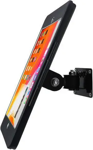 WeSTRUGGLE Tablet On Wall Mount Bracket for iPad 10.2-Inch (9th,8th,7th Gen.),with Anti Theft Security Lock and Key, Rotate Design Arbitrary Adjustment,Multi Angle,Metal,(Black)