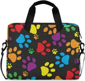 Laptop Shoulder Bag Portable Laptop Sleeve Case for 14/15.6/16in Notebook Computer Messenger Bag Women Men Briefcase (Colorful Paw Print)