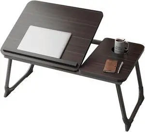 YPRNM Bed Desk for Laptop, Foldable Laptop Table for Bed and Sofa, Bed Trays for Eating and Laptops with Cup Holder, 5 Levels of Adjustable Height