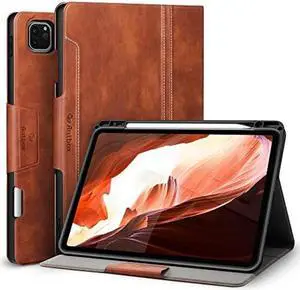 Antbox Case for iPad Pro 11 inch 4th Generation 2022/2021/2020/2018 Vegan Leather with Pencil Holder Auto Sleep/Wake Function iPad Pro 11 inch Case 3rd/2nd/1st Generation (Brown)