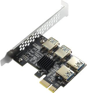 BEYIMEI PCI-E 1 to 4 PCI-Express 16X Slots Riser Card,PCI-E 1X to External 4 PCI-E USB 3.0 Adapter Multiplier Card for Bitcoin Mining