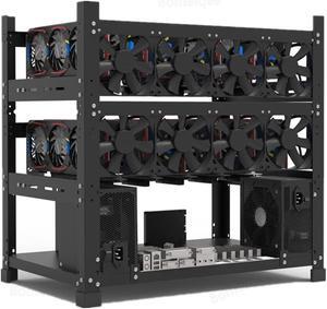 Mining Rig Frame for 12GPU, Steel Open Air Miner Mining Frame Rig Case, Support to Dual Power Supply for Crypto Coin Currency Bitcoin ETH ETC ZEC Mining Tools - Frame Only, Fans & GPU is not Included
