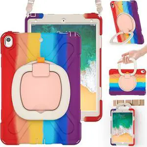 BRAECN iPad Pro 10.5 Case 2017/ iPad Air 3 Case 2019, Heavy Duty Rugged Hard Case Silicone with Pencil Holder, Carrying Strap&Kickstand, iPad Air 3rd Gen 10.5 for Kids A1701 A1709 A2152-Colorful Red
