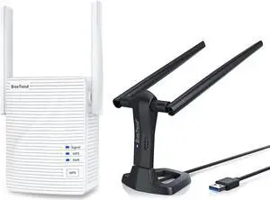 BrosTrend 1200Mbps Linux WiFi Adapter and BrosTrend 1200Mbps WiFi Extender for Home Bundle