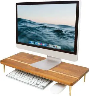 Monitor Stand Wood Riser Computer Monitor A Sturdy Computer Stand to Elevate Your Screen and Reduce Eye Strain and Maintain Body Position (Walnut Wood)