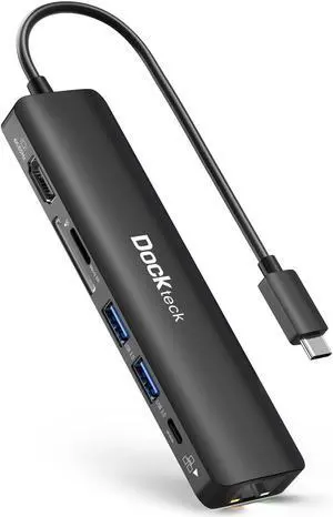 USB C Hub 4K 60Hz, Dockteck 7-in-1 USB C PD Ethernet Hub Dongle with 4K 60Hz HDMI, 1Gbps Ethernet, 100W PD, 2 USB 3.0, SD/Micro SD for MacBook Air/Pro M1 2020, iPad Pro 2021, iPad mini 6 and More