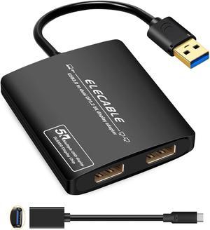 USB 3.0 to Dual DisplayPort Adapter - 5K+5K@60Hz Ultra HD - Built-in DisplayLink DL6950 Chip - Extend Screen to Multiple Monitor TV Compatible with Windows,Mac OS,Android,Chrome OS,Ubuntu (DP+DP)