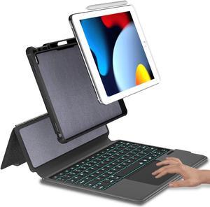 eoso Trackpad iPad Keyboard Case for Apple iPad 10.2" 2021 9th&8th&7th Gen, Air 3,Pro 10.5-7 Color Backlight,Touchpad Detachable Slim Cover with Pencil Holder (10.2"/10.5",Black)