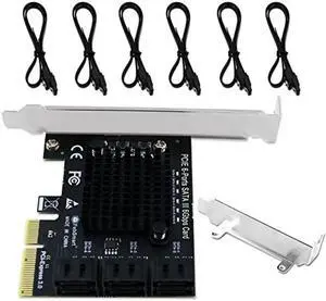 FebSmart PCIE to 6-Ports 6Gbps Max Speed SATA III Expansion Card for Desktop PCs, Plug and Play on Windows OS MAC OS Linux System, ASMedia ASM1166 None-Raid PCIE SATA III Host Controller (FS-S6-Pro)
