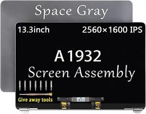 GBOLE Screen Replacement for MacBook Air Retina 13.3" A1932 2018 Full LCD Screen Complete Top Assembly EMC 3184 MRE82LL/A MVH82LL 2560x1600 (Space Grey)