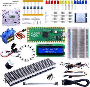 GeeekPi Raspberry Pi Pico Basic Starter Kit with Raspberry Pi Pico, Breadboard, I2C 1602 LCD Display Module, 9g Mirco Servo for Raspberry Pi Beginners & Software Engineer