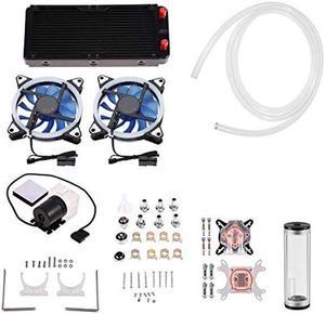 PC Water Cooling Kit DIY Water Cooling Kit with Cooler CPU/GPU Block Cylindrical Water Reservoir Pump LED Fan 240mm Heat Sink Connectors Kit All-in-one Liquid Computer Water Cooling Set