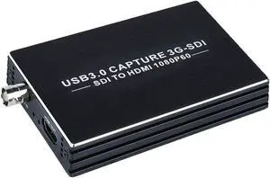 SDI Capture Card USB 3.0, SDI to USB 3.0 with HDMI Loopout, 1080P 60Fps SDI HDMI Video Audio Capture for Game Streaming Video Recording for Windows, Linux, OS