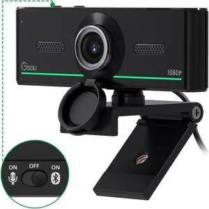 Gsou 1080P Webcam with microphone for desktop, Computer webcam Connect Bluetooth Headset/Earphone/Speaker, Streaming Webcam for Live Skype Teams,PC Webcam Camera for Streaming,Bluetooth only for audio