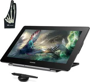 HUION Kamvas Pro 16 Plus 4K UHD Graphics Drawing Tablet with Full Laminated Screen 145% sRGB Battery-Free Stylus PW517 for Linux, Windows PC, Mac, Android, 15.6" Pen Display with Skeleton Glove