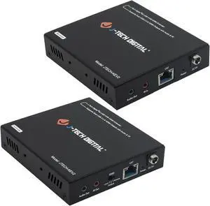 J-Tech Digital 4K USB KVM HDMI Extender Over Cat6/6a/7 Ethernet up to 328 FT (1080P), Supports HDMI 1.4 HDCP 1.4, 2 x USB 2.0, Near Zero Latency