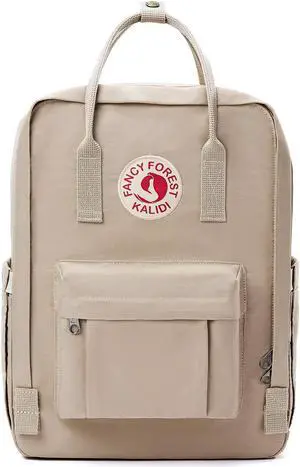 KALIDI Casual Laptop Backpack 15 Inches Classic Camping Rucksack Travel Outdoor Square Daypack College Hiking Gym Bag, Khaki