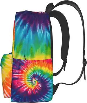 KiuLoam 17 Inch Backpack Colorful Rainbow Tie Dye Laptop Backpack Shoulder Bag School Bookbag Casual Daypack