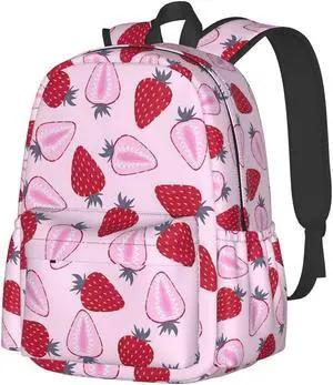 KiuLoam 17 Inch Backpack Sweet Strawberry Laptop Backpack Shoulder Bag School Bookbag Casual Daypack