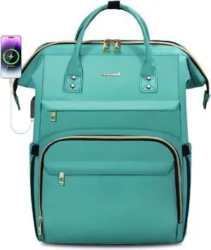 LOVEVOOK Laptop Backpack for Women,17 Inch Professional Womens Travel Backpack Purse Computer Laptop Bag Nurse Teacher Backpack,Waterproof College Work Bag Carry on Backpack with USB Port,Mint Green