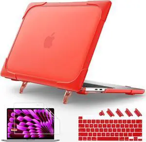 May Chen for MacBook Pro 16 inch Case 2019 Release A2141, Strong Case [Heavy Duty][Dual Layer] Hard Case Cover with Rubberized TPU Bumper for MacBook Pro 16" with Touch Bar and Touch ID, Red