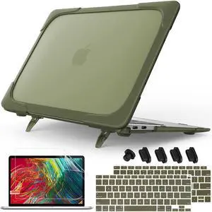 Mektron for MacBook Air 13 inch Case 2021 2020 2019 2018 A2337 M1 A2179 A1932, Rubberized Hard Plastic Shockproof Cover Translucent Matte Protective Case for MacBook Air 13 Touch ID (Avocado Green)