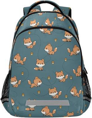MNSRUU School Backpack with Chest Strap, Cute Baby Fox Pine Cone Laptop Backpack, Travel Hiking Backpack for Boys Girls, Rucksack, Knapsack