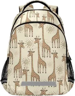 MNSRUU School Backpack with Chest Strap, Animal Cute Giraffe Laptop Backpack, Travel Hiking Backpack for Boys Girls, Rucksack, Knapsack One Size