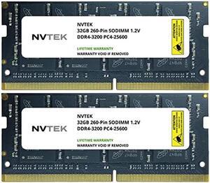 NVTEK 64GB (2x32GB) DDR4-3200 PC4-25600 SODIMM Laptop RAM Memory Upgrade