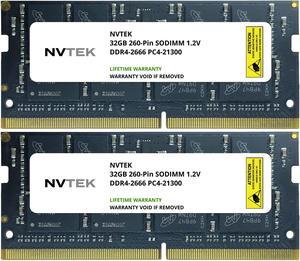 64GB (2X32GB) DDR4 2666MHZ PC4-21300 NON-ECC SODIMM KIT NVTEK Laptop AIO PC Computer Memory